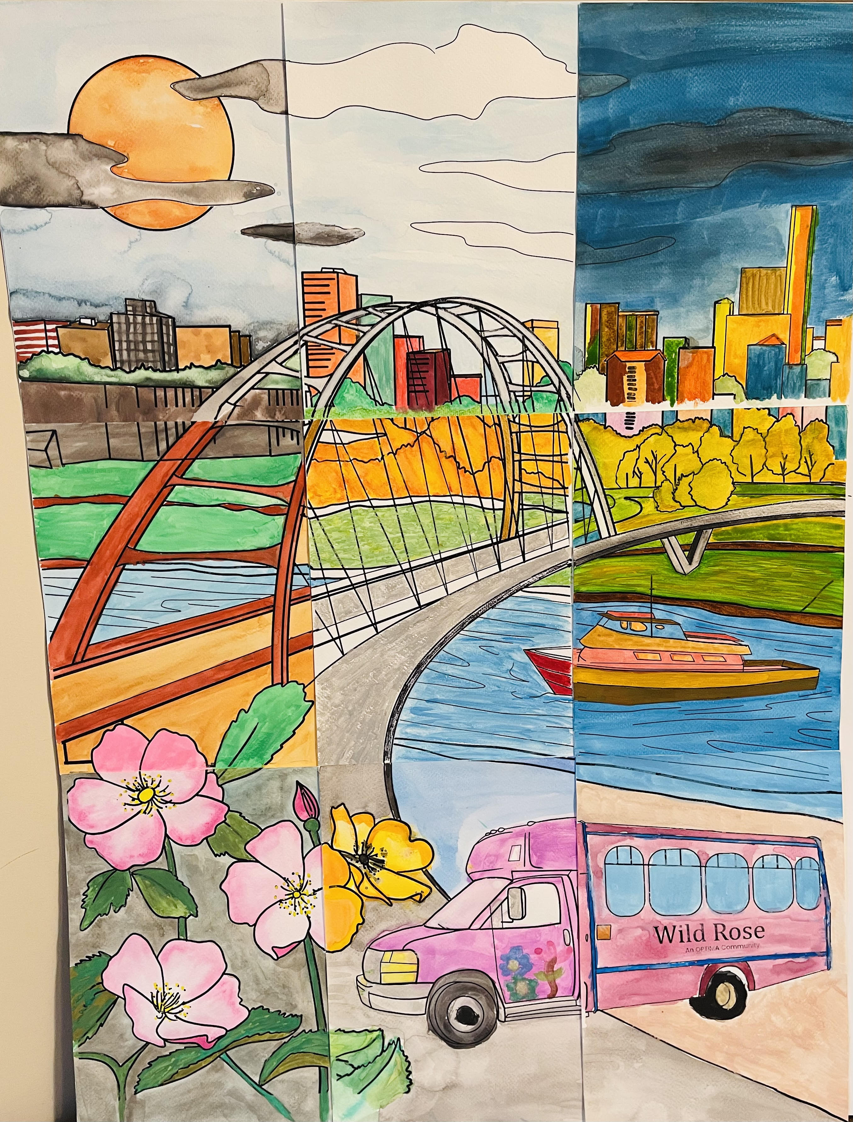 Painting made by Optima Living Community Wild Rose residents participating in the Artfull Enrichment program