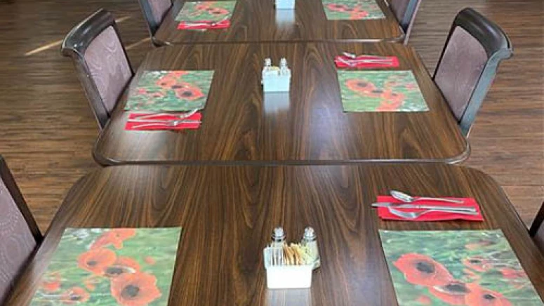 Remembrance day dining table placemats and napkins.