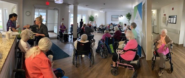 Seniors enjoying happy hour togethe