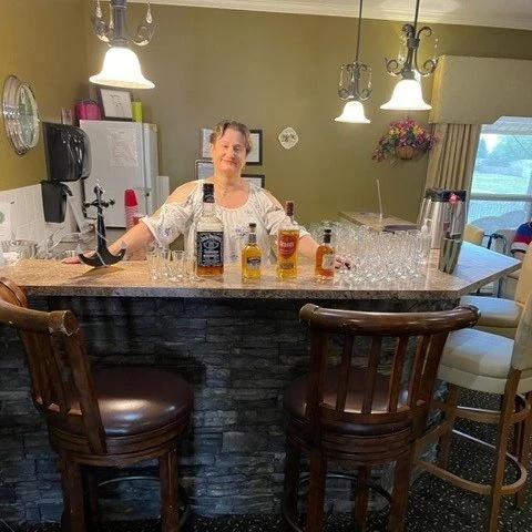 Drinks at the bar available for seniors to enjoy