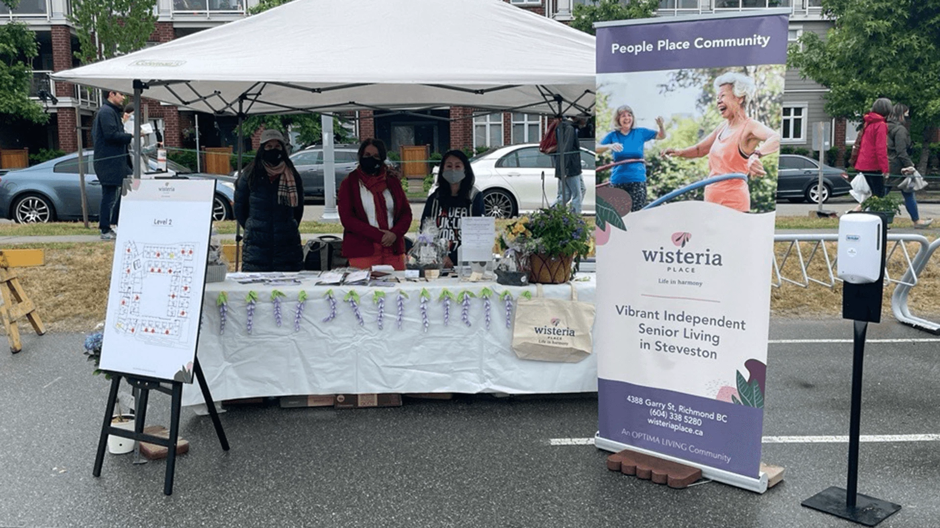 Wisteria Place booth on our Vibrant independent senior living in Steveston