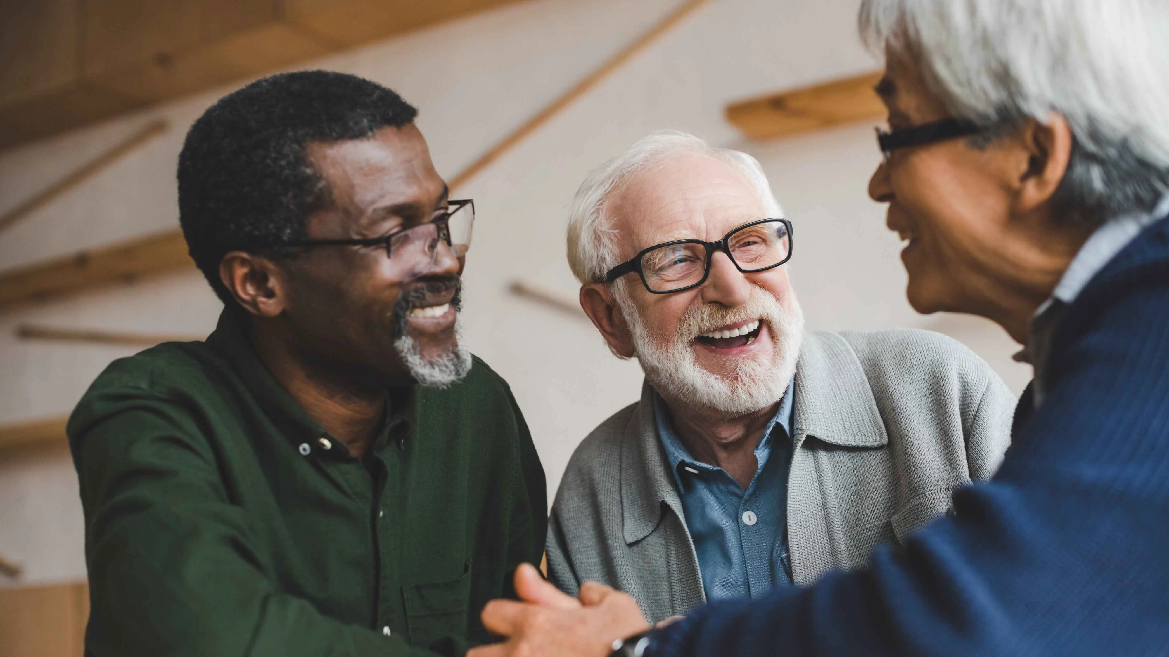 A multicultural community of seniors living contentedly together