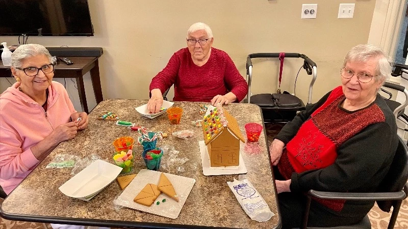 Senior citizens having Christmas party