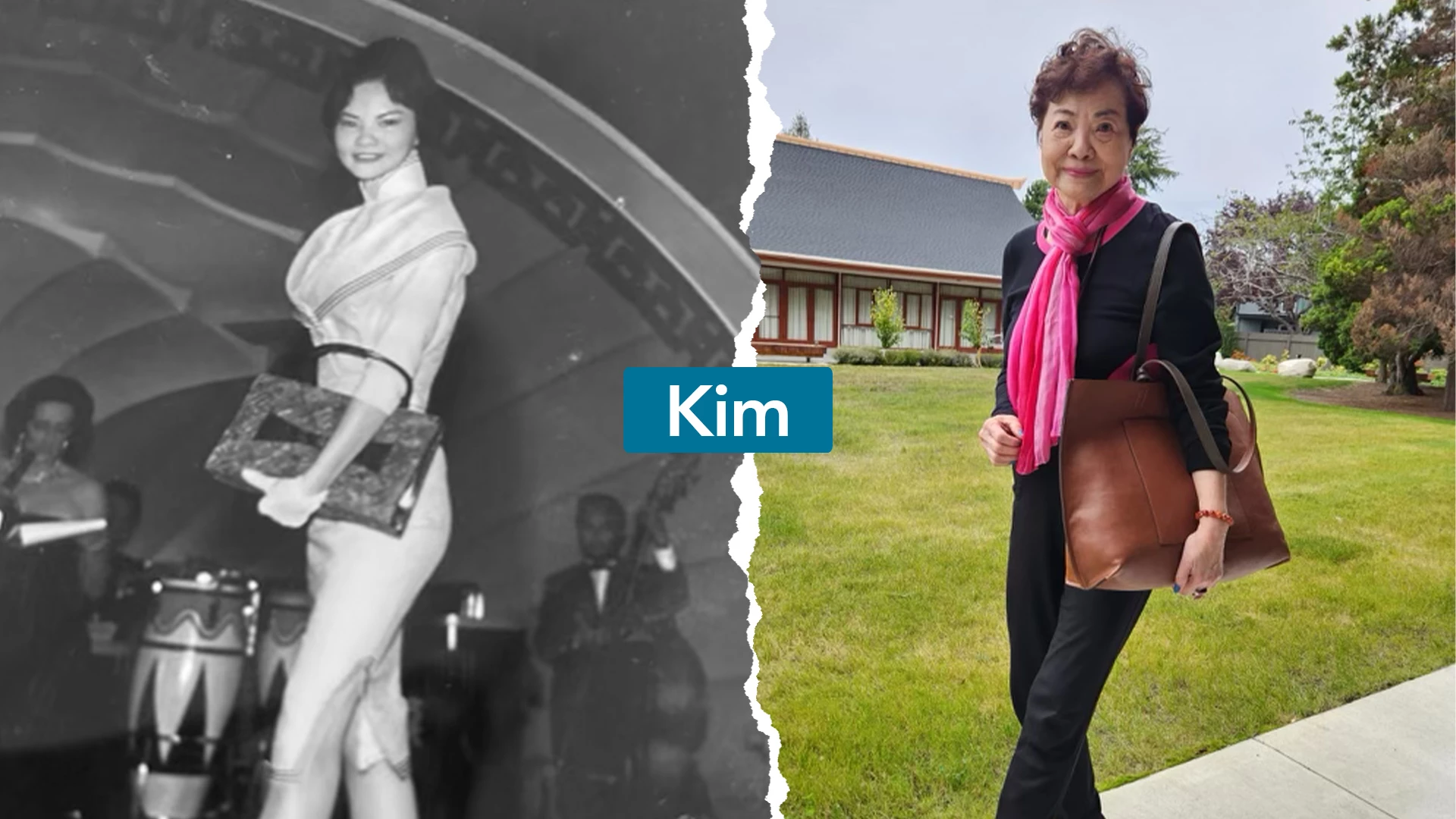An old photo of Kim and a new photo of Kim
