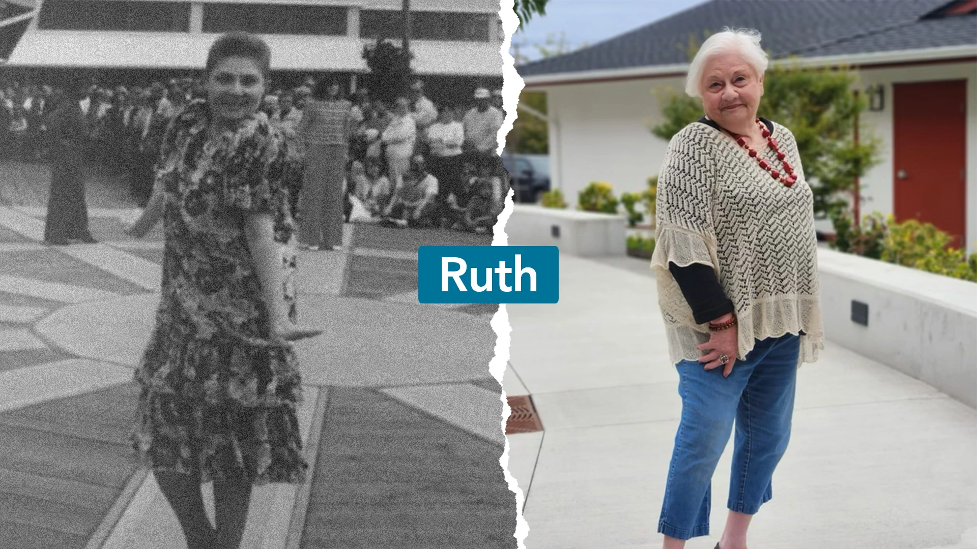 An old photo of ruth and a new photo of ruth.