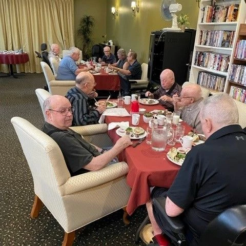 Seniors dining together