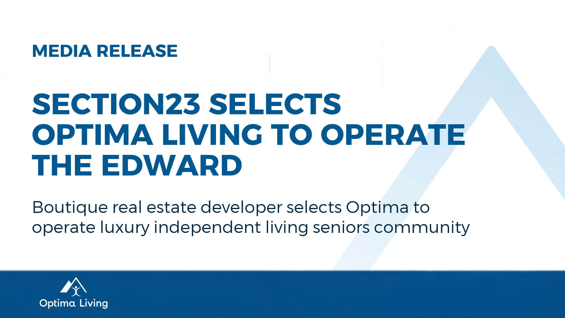 Section23 Selects Optima Living to Operate The Edward